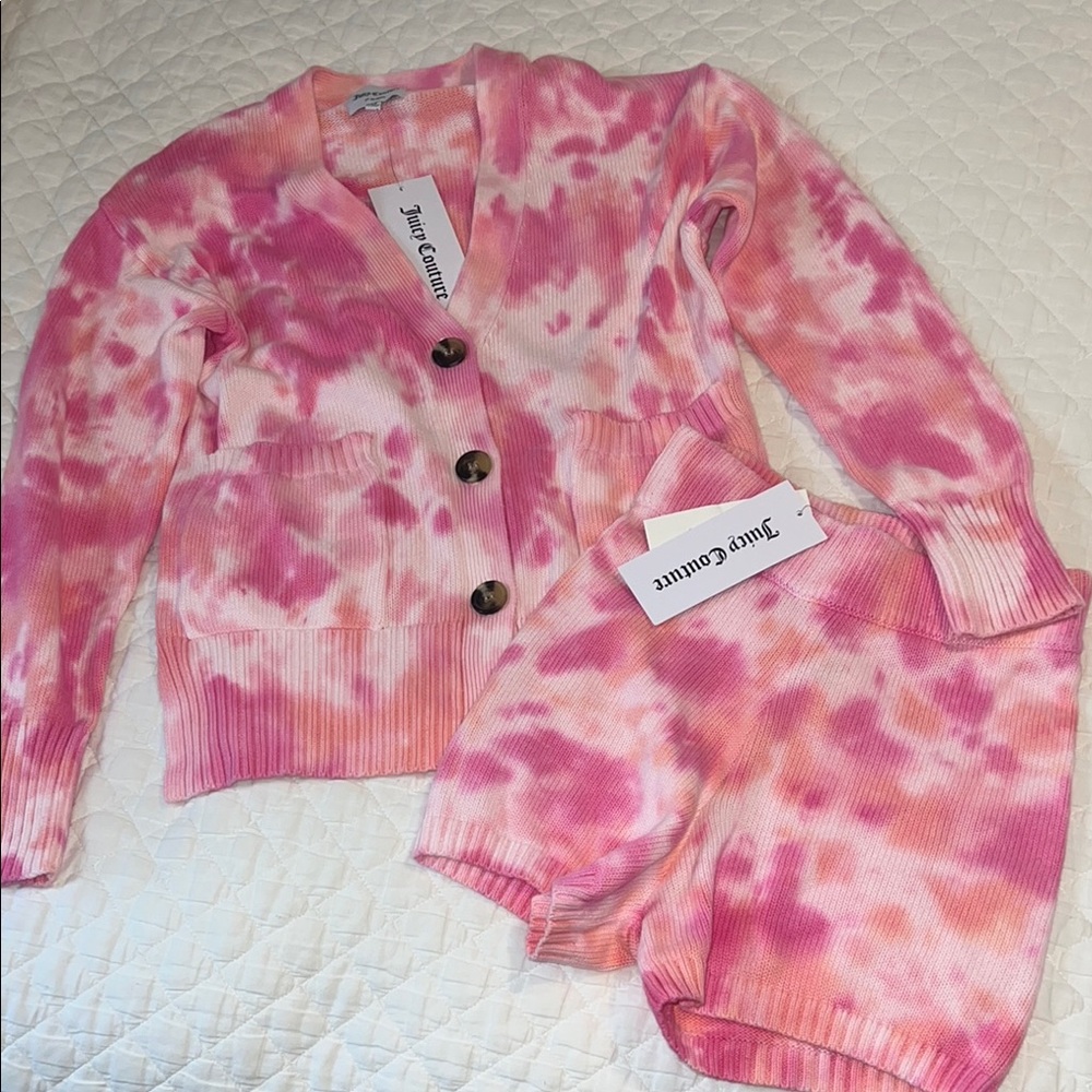 Juicy Couture Pink and White Tie-Dye Set